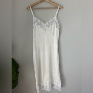 Women's Lace Trim Slip Dress - White